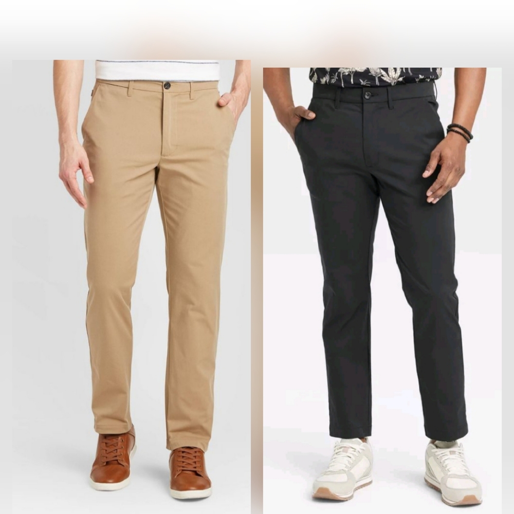 Bundle Men's Tan/Khaki and Ebony/Black Chinos Size 36/32 Dress/Work/Casual Pants